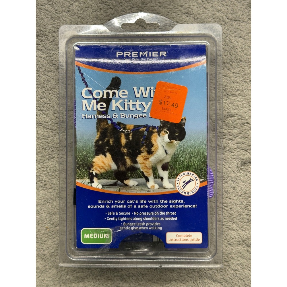 Premier Come With Me Kitty Harness & Bungee Leash Purple Medium Cat Walking Set